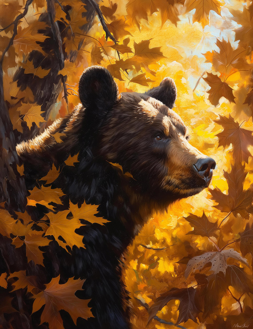 Bear In an Autumn Leaves Giclee