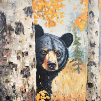 Bear Behind Autumn Forest Tree