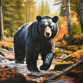 Black Bear Strolling in the River