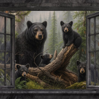 Black Bear Family at the Window