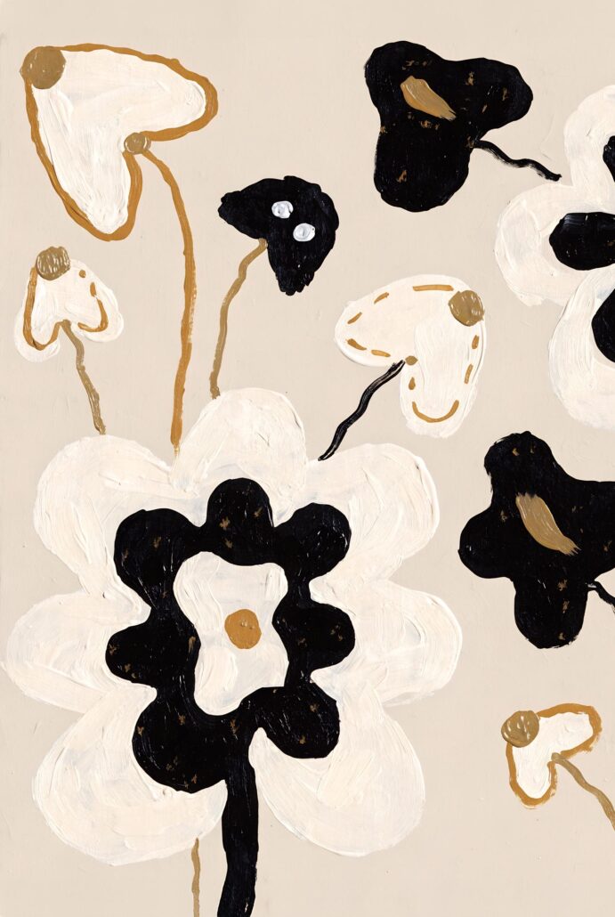 Modern Black and Gold Florals