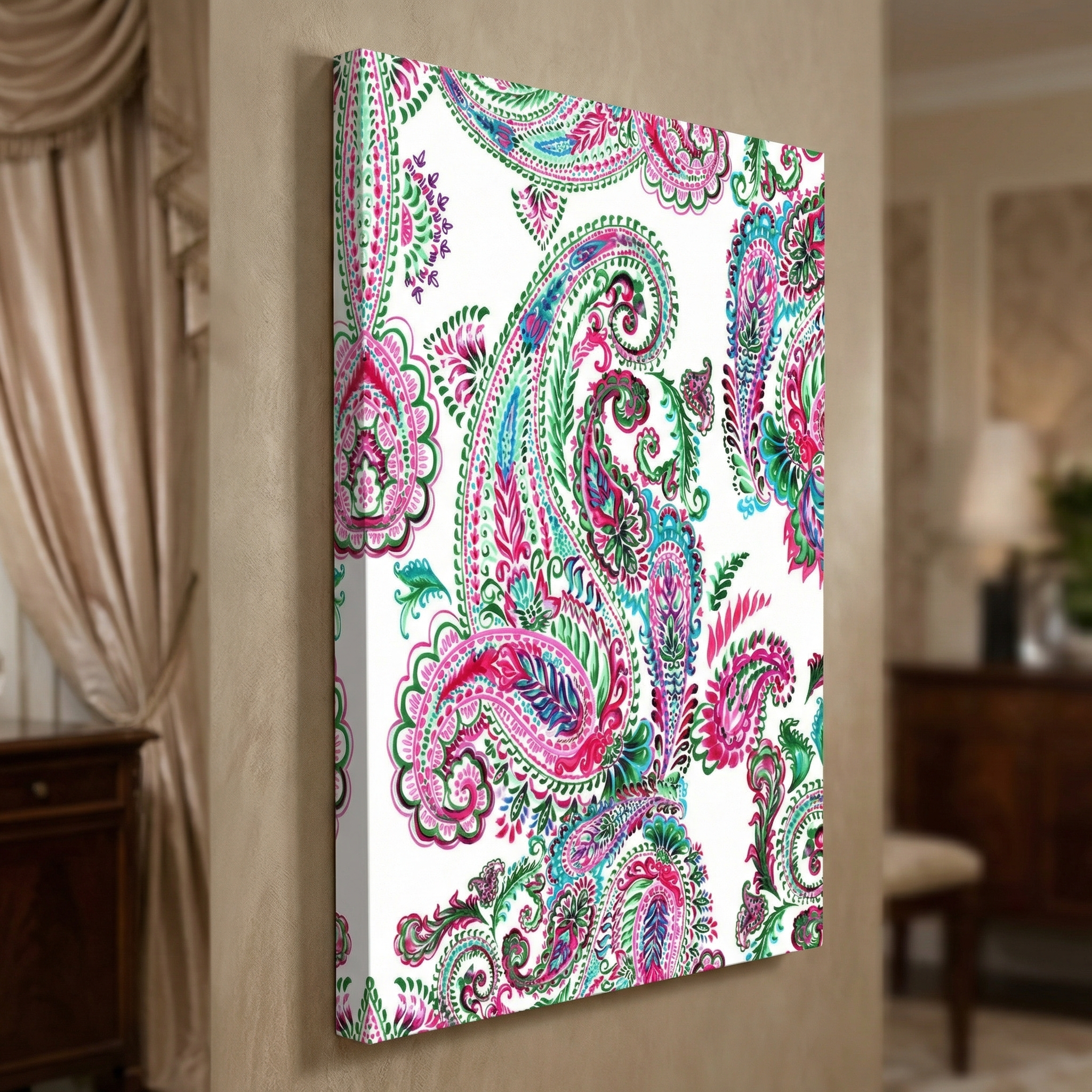 Paisley Pattern Watercolor Ii shown in a room