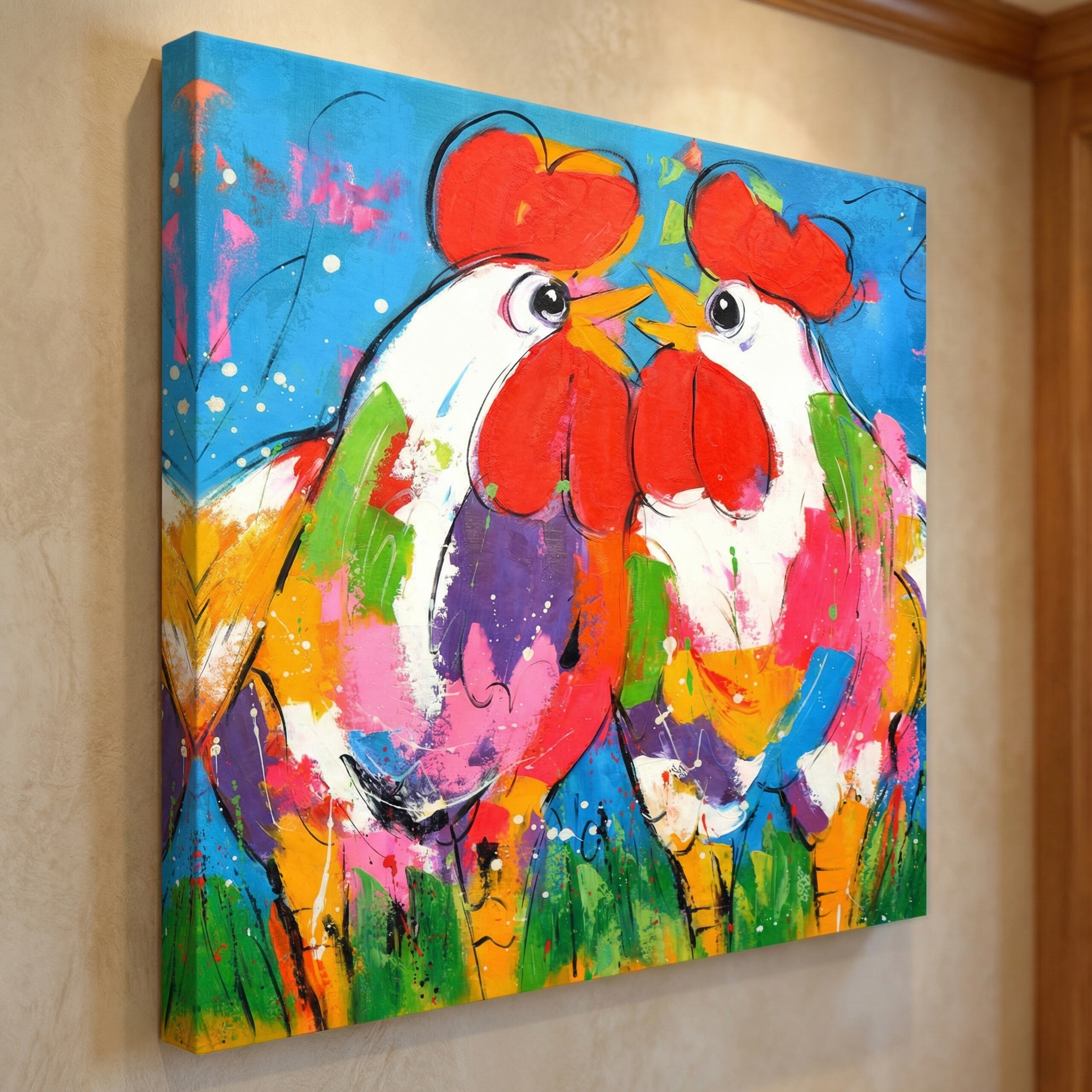 Color Chicken shown in a room