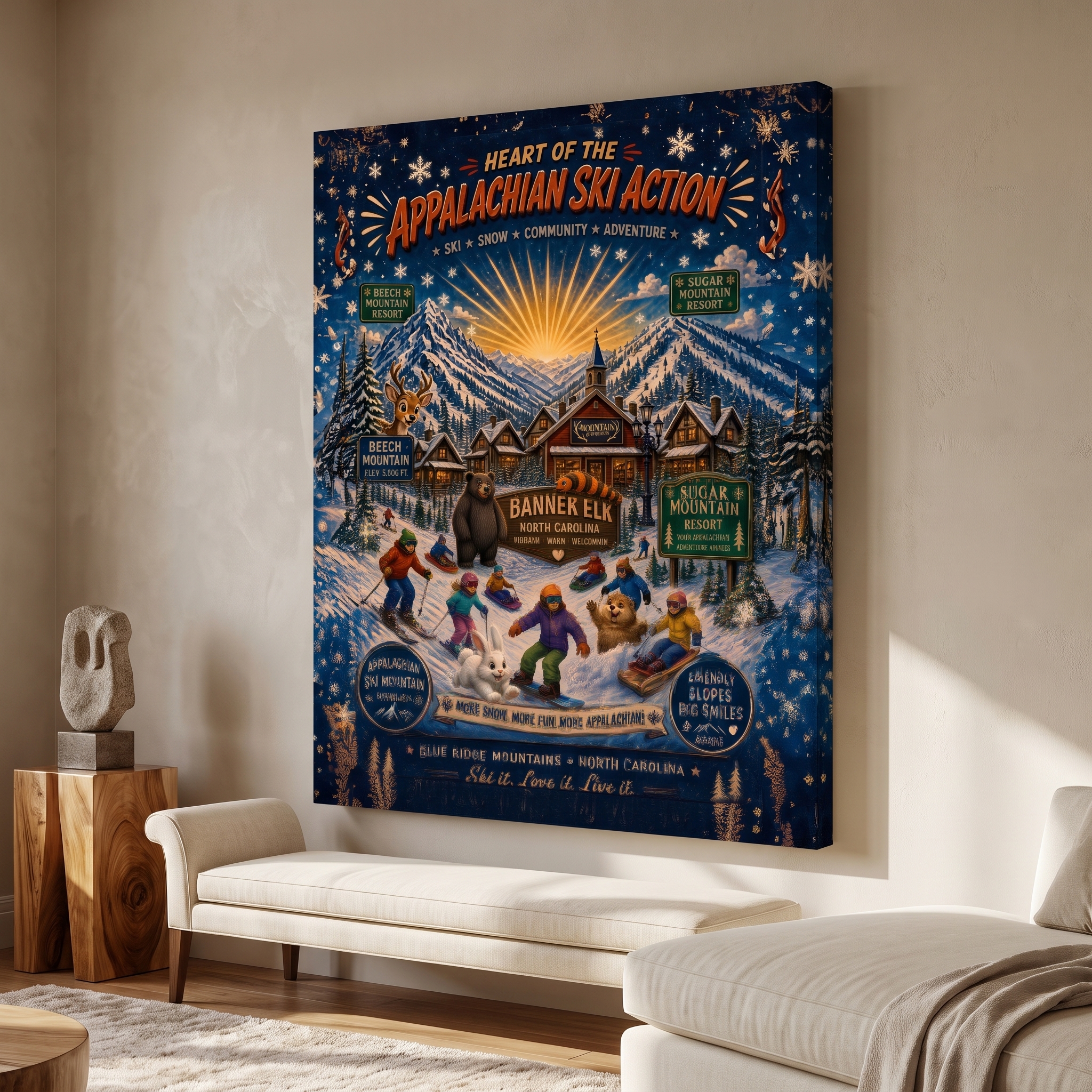 Heart of Appalachian Ski Action shown in a room