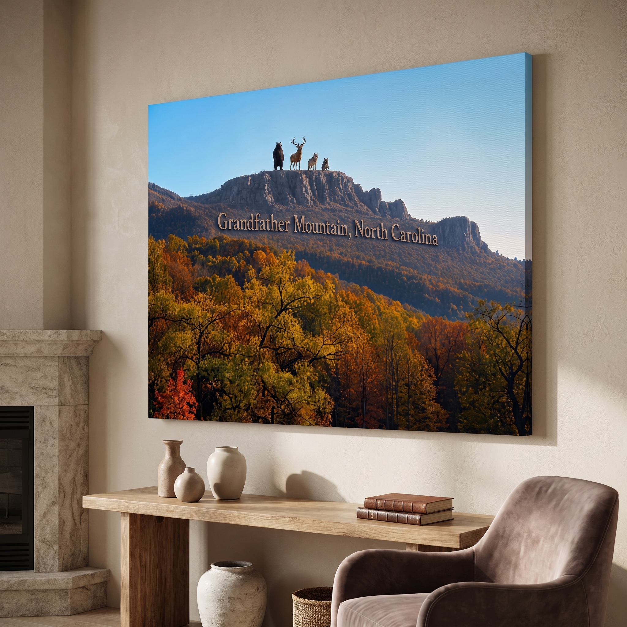 Grandfather Mountain Autumn shown in a room