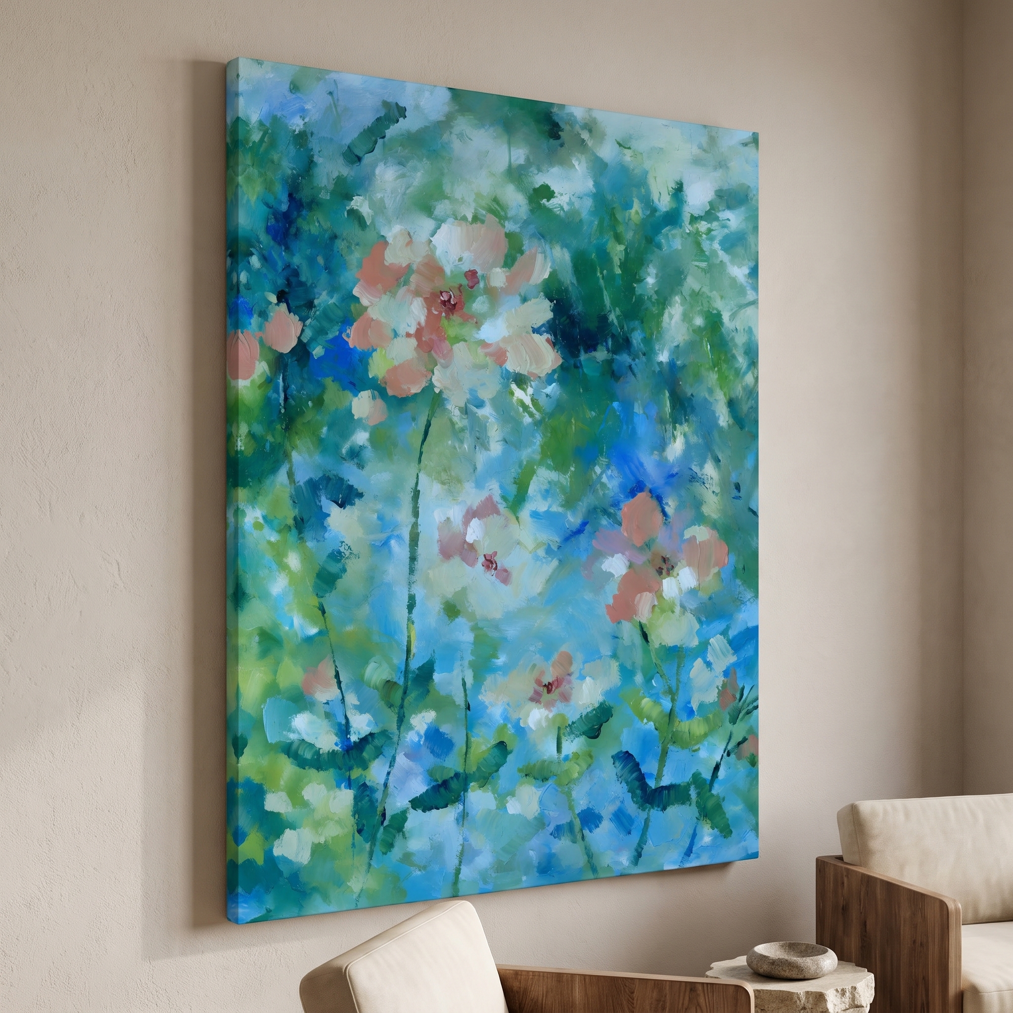 Blue Garden Blooms shown in a room