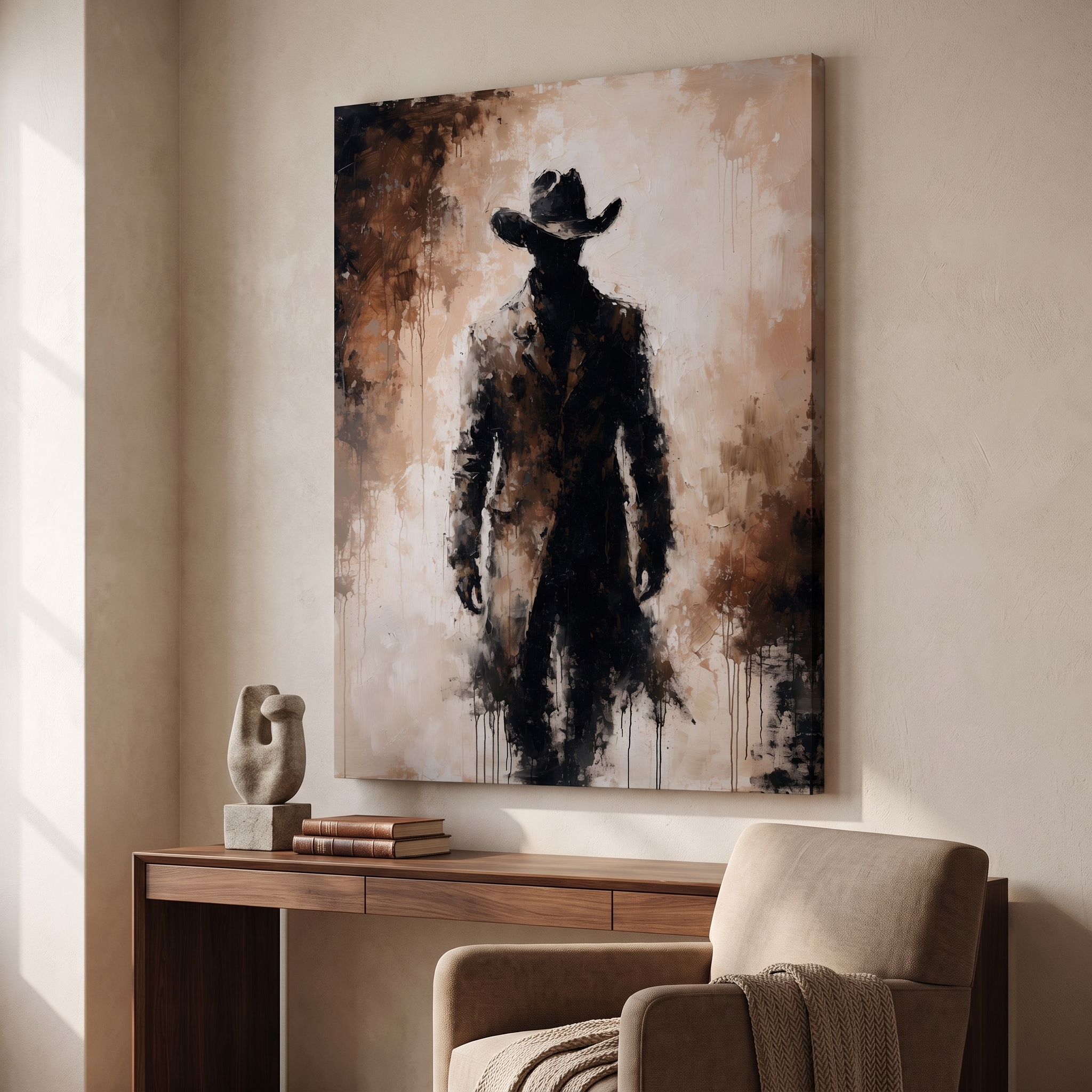 Shadow Cowboy shown in a room